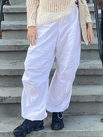 Relaxed Drawstring Low Waist Cargo Pants