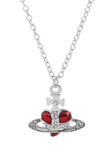 Rhinestone Cross Heart Pendant Necklace