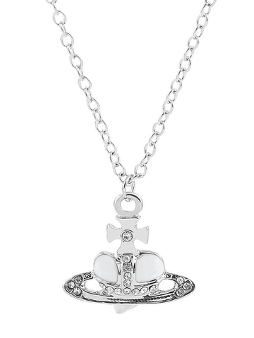 Rhinestone Cross Heart Pendant Necklace