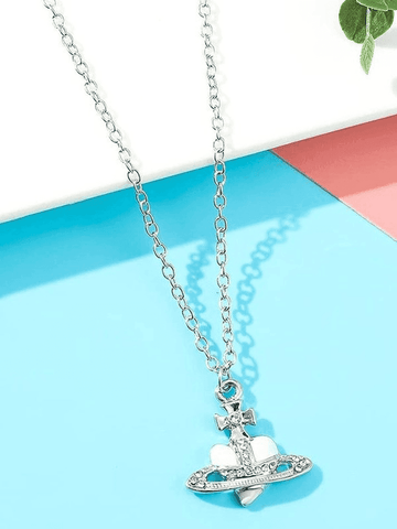 Rhinestone Cross Heart Pendant Necklace