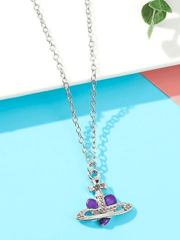 Rhinestone Cross Heart Pendant Necklace