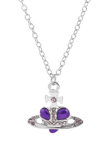 Rhinestone Cross Heart Pendant Necklace