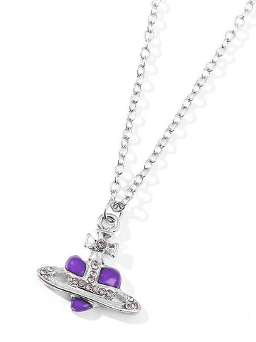 Rhinestone Cross Heart Pendant Necklace