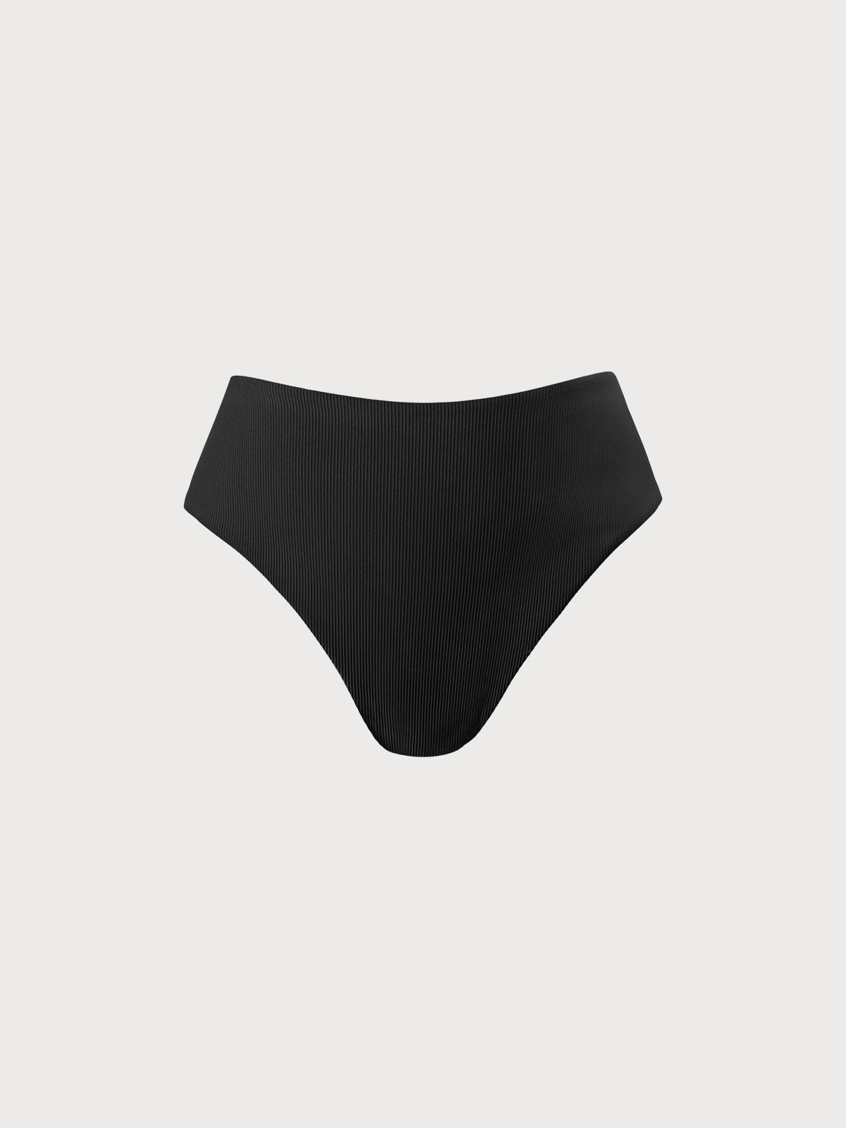 Black Ribbed Plus Size Bikini Bottom