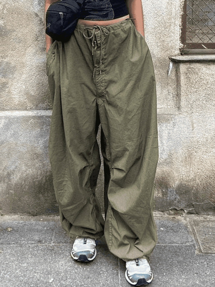 Ruched Low Waist Baggy Cargo Pants