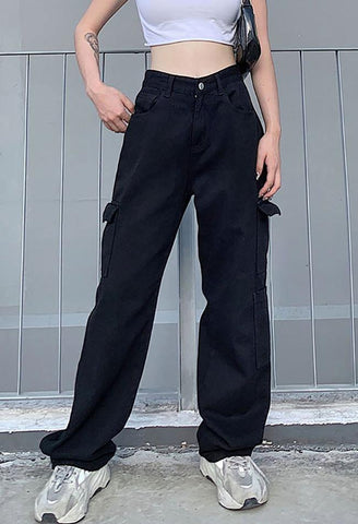 Side Pockets Straight-leg Boyfriend Jeans