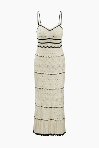 Stripe Openwork Knit Midi Dress