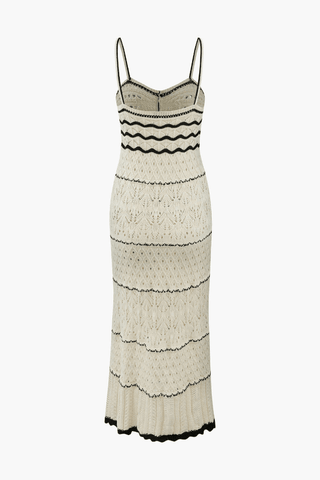 Stripe Openwork Knit Midi Dress