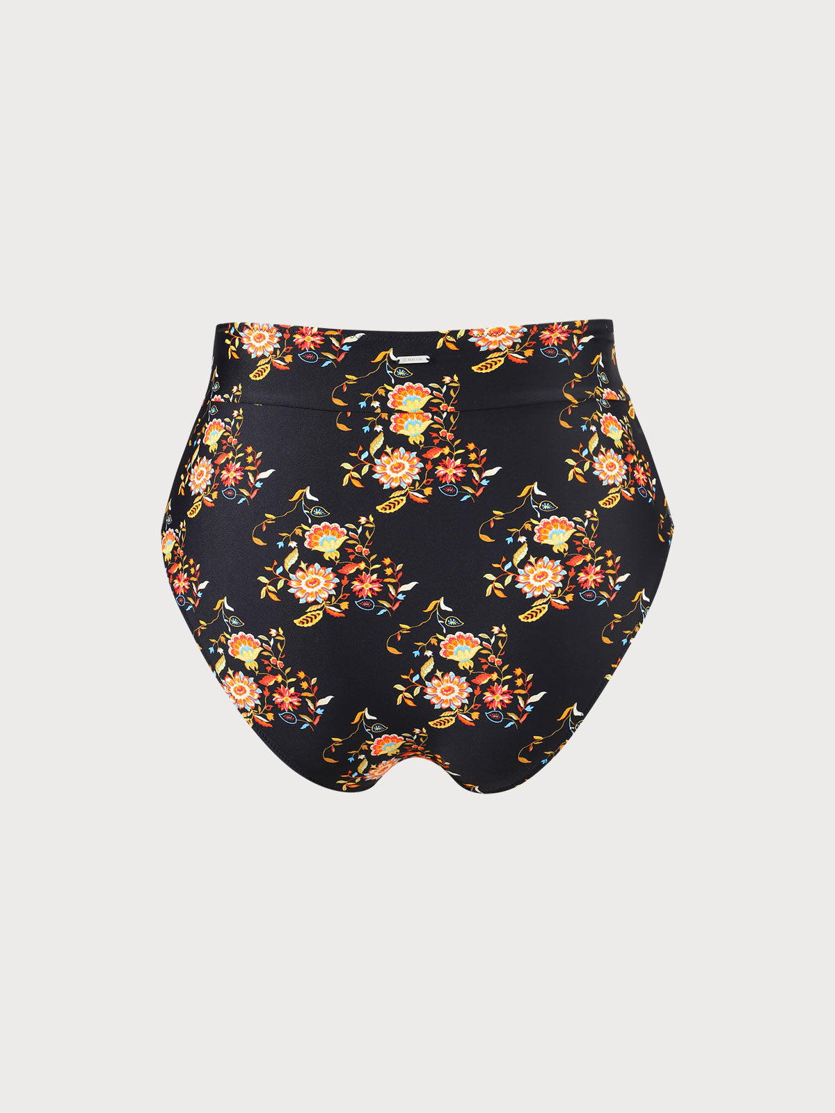 Black V-Cut Floral Plus Size Bikini Bottom