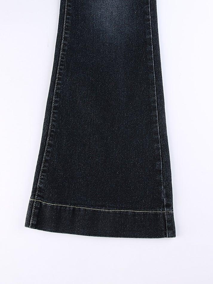 Washed Low Waist Flare Jeans