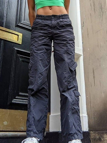 Washed Pocket Solid Cargo Pants