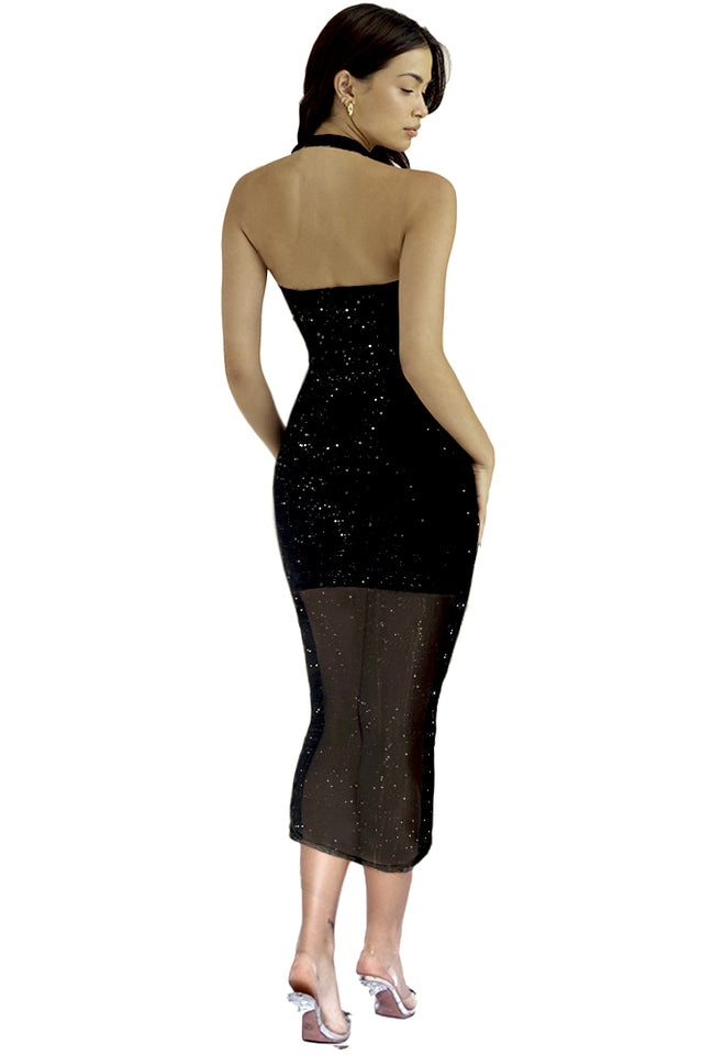 Aya Muse Sequined Mesh Dress