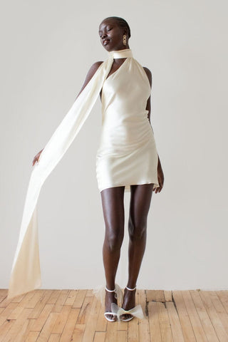 Astrella Neck Wrap Midi A-Line Dress