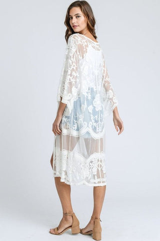 Hollow Out Lace Kimono Cover Up