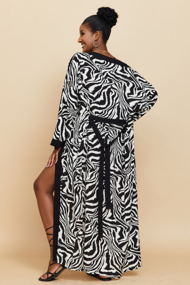 Print Belted Kimono Dress