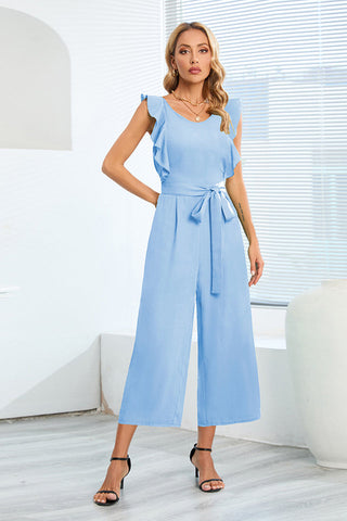 Frill Sleevless Calf Length Jumpsuit