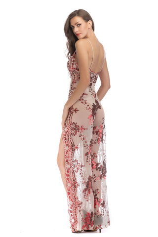 High Slit Backless Boho Cocktail Gown