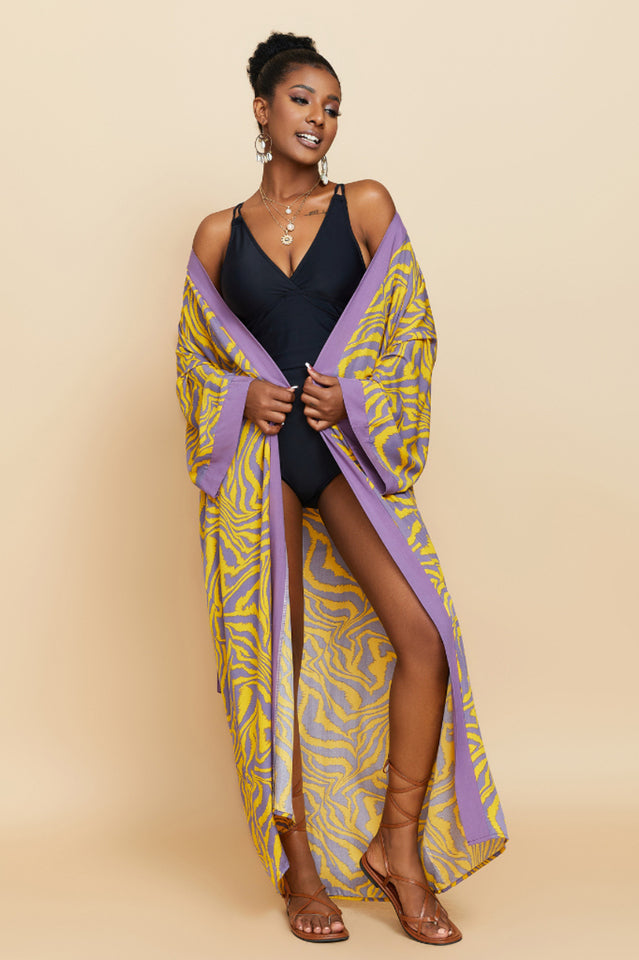 Print Belted Kimono Dress