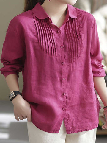 Give Me Reason Pleated Linen Shirt Top