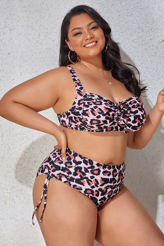 (L-4XL) Floral Adjustable Side Bikini Set