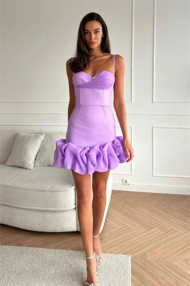 Draped Ruffle Mini Bustier Dress