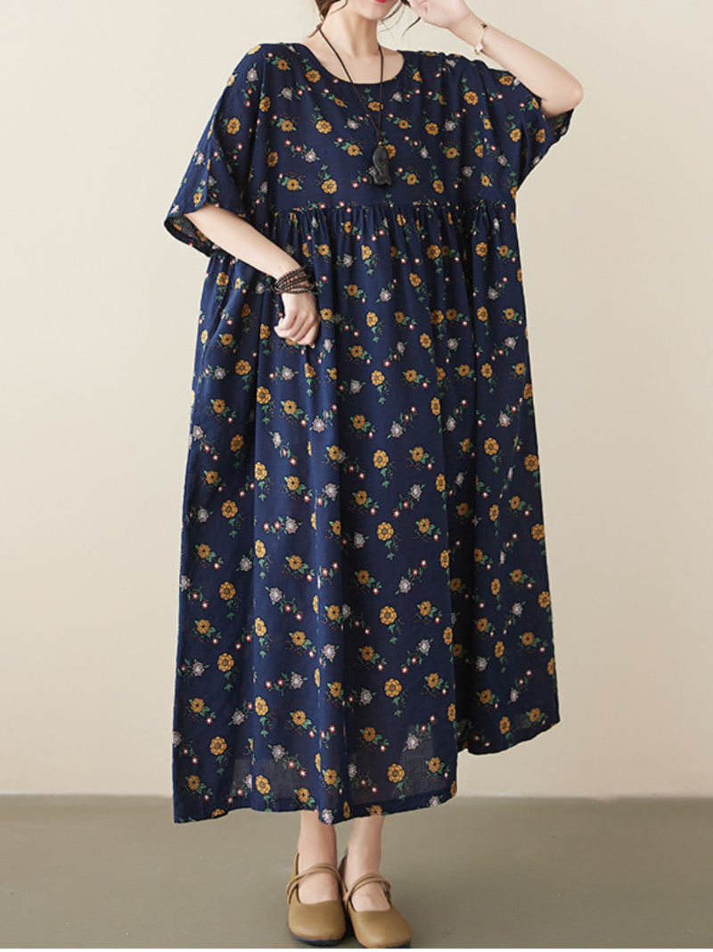 In My Dreams Cotton Round Neck Smock Dress