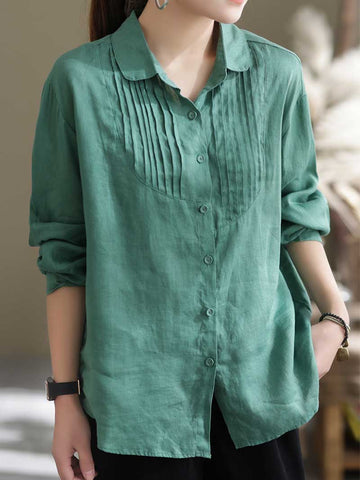 Give Me Reason Pleated Linen Shirt Top