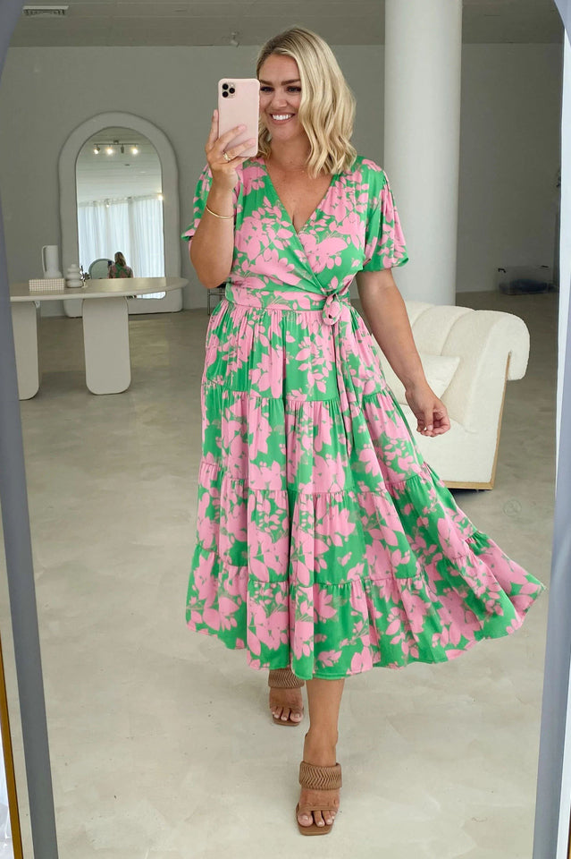 Floral Tiered Surplice Dress