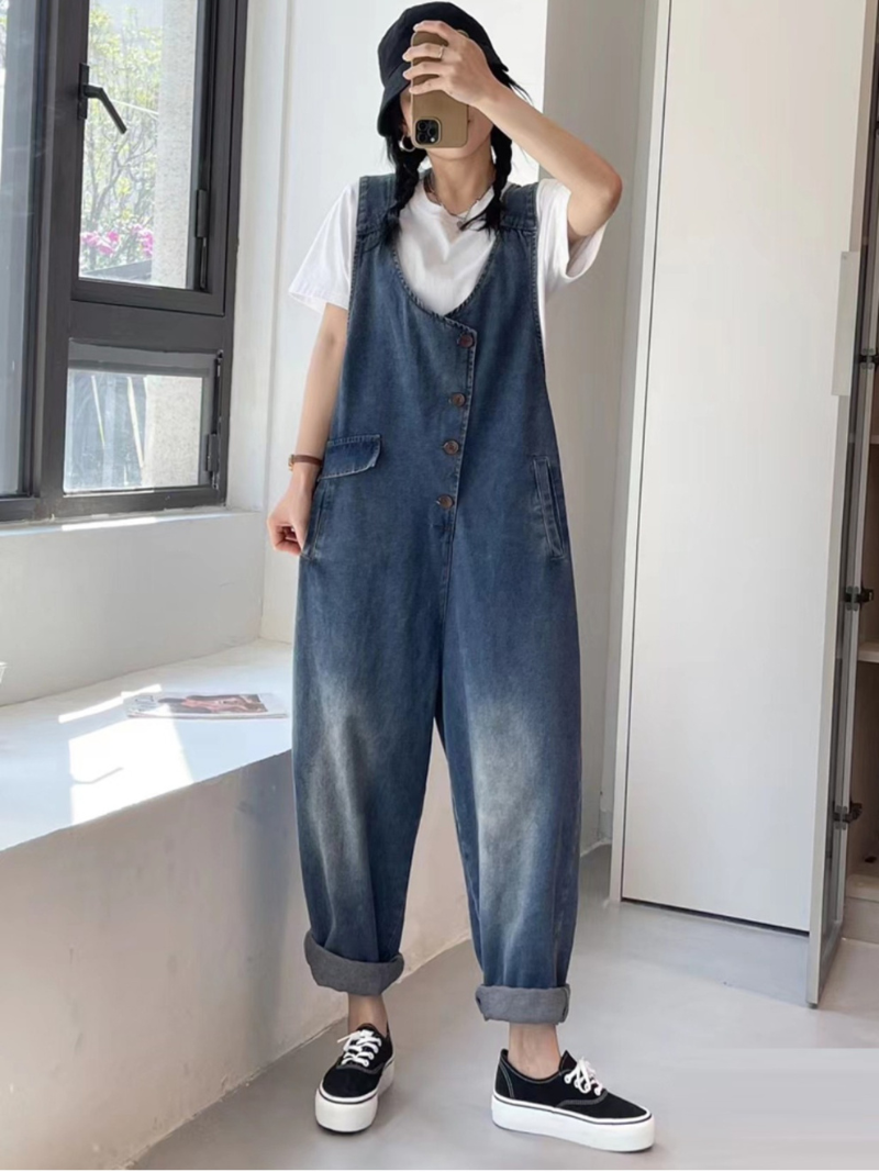 Follow Your Heart Denim Blue High Waist Dungarees