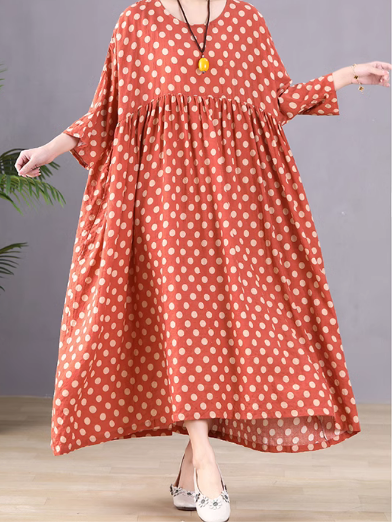 Eye's Touching Polka Dot Smock Dress