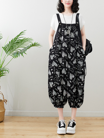 Pure Soul Black Cotton Baggy Dungarees