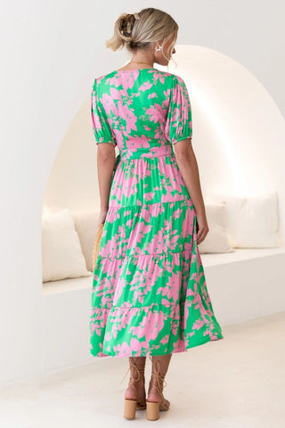 Floral Tiered Surplice Dress