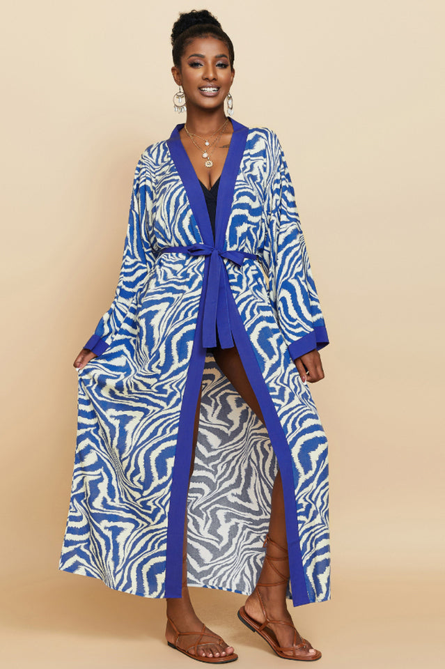 Print Belted Kimono Dress