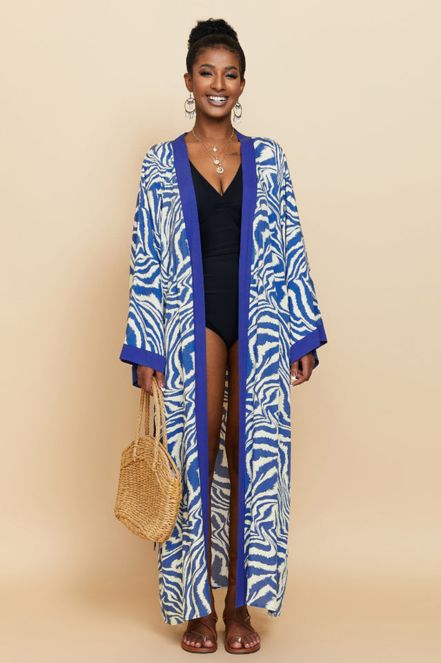 Print Belted Kimono Dress