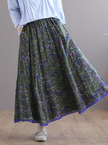 Double Layers Floral Printing Skirt