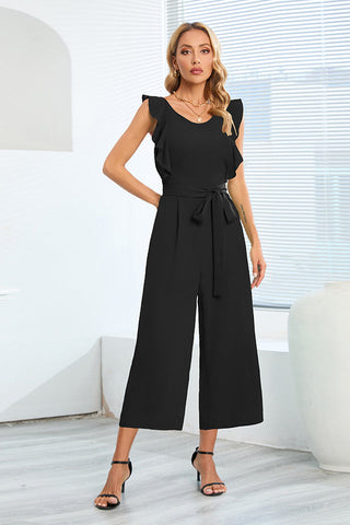 Frill Sleevless Calf Length Jumpsuit