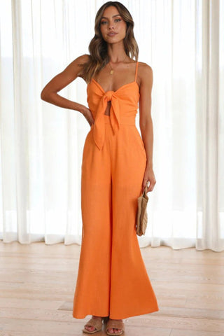 Knot Front Wide Leg Cami Jumpsuit