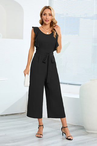 Frill Sleevless Calf Length Jumpsuit