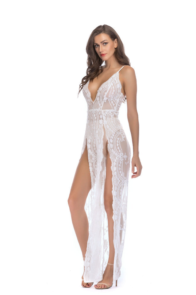 High Slit Backless Boho Cocktail Gown