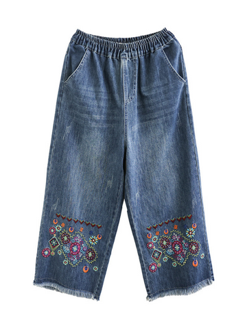 The Lost Heart Denim Elastic Waist Bottom Pants