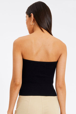 Merlaine Strapless Knotted Knit Crop Top