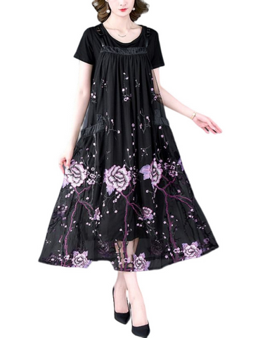 Fashional Printed Floral Party Wear  Maxi Salopette Dress