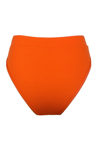 Orange Ribbed High Waist Bikini Bottoms