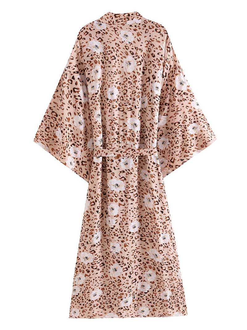 Beachwear Long Gown Leopard Print Leopard  Color Cotton Gown Robe Kimono
