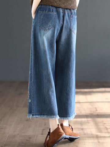 The Lost Heart Denim Elastic Waist Bottom Pants