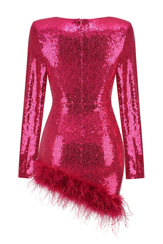 Daria Sequin Feather Mini Dress