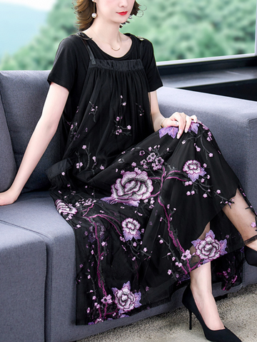 Fashional Printed Floral Party Wear  Maxi Salopette Dress