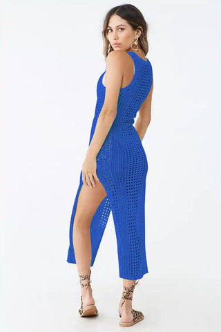 Knitted Cutout Split Beach Cover Up Dress