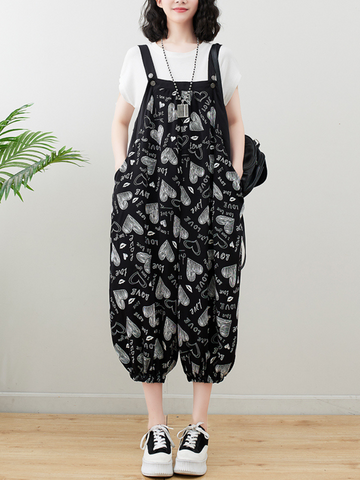 Pure Soul Black Cotton Baggy Dungarees