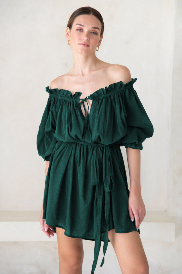 Vacay Off Shoulder Boho Mini Dress